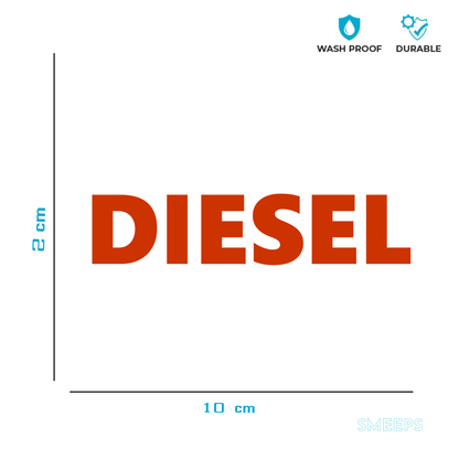 Smeeps DIESEL Text Sticker – 10 x 2 cm Red Vinyl Decal | Fuel Cap Label | Bold Text Design | Waterproof & UV-Resistant Marking Sticker