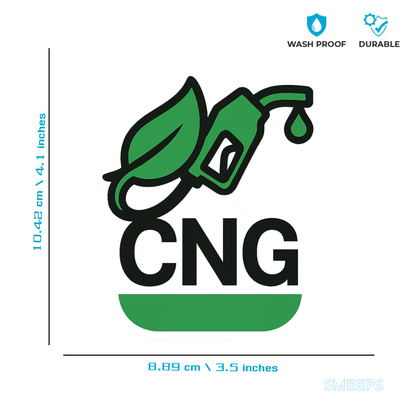 Smeeps CNG Leaf Nozzle Sticker – 10.42 x 8.89 cm Eco Fuel Car & Bike Vinyl Decal | Waterproof | Clear CNG Identification