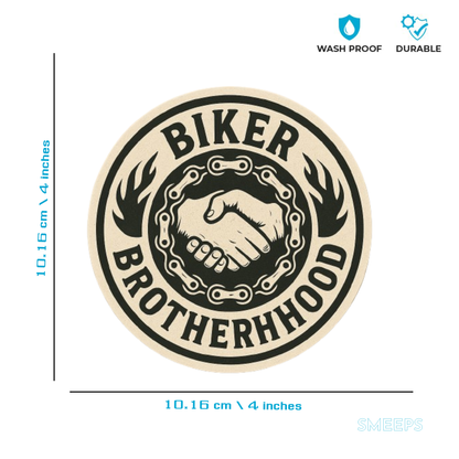 Smeeps Biker Brotherhood Sticker – 10.16 x 10.16 cm | Vinyl Bike Tank Decal (Vintage Chain & Grip Design)