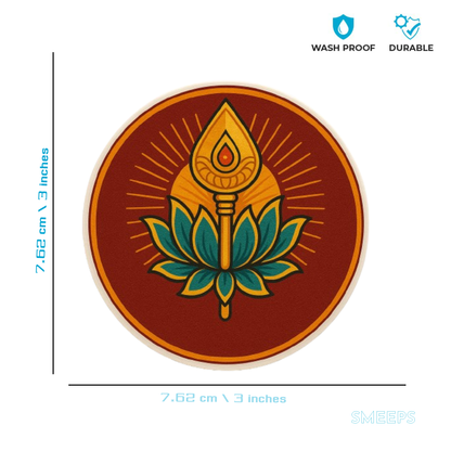 Vel Symbol Bike Sticker – 7.62 x 7.62 cm | Traditional Design with Lotus & Vel | Ideal for Tank or Helmet Use
