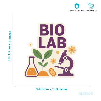 Smeeps Bio Lab Sticker – 10.16 x 9.66 cm Science & Microscopy Vinyl Decal | Purple Theme Biology Design | Waterproof & Durable