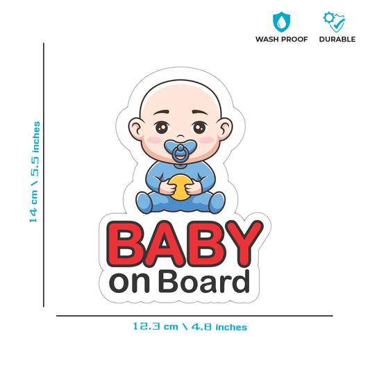 Pack of 2 | Smeeps Baby on Board Sticker – 14 x 12.3 cm | Cute Bald Baby with Toy Design | Waterproof Car Sign for Safety Awareness