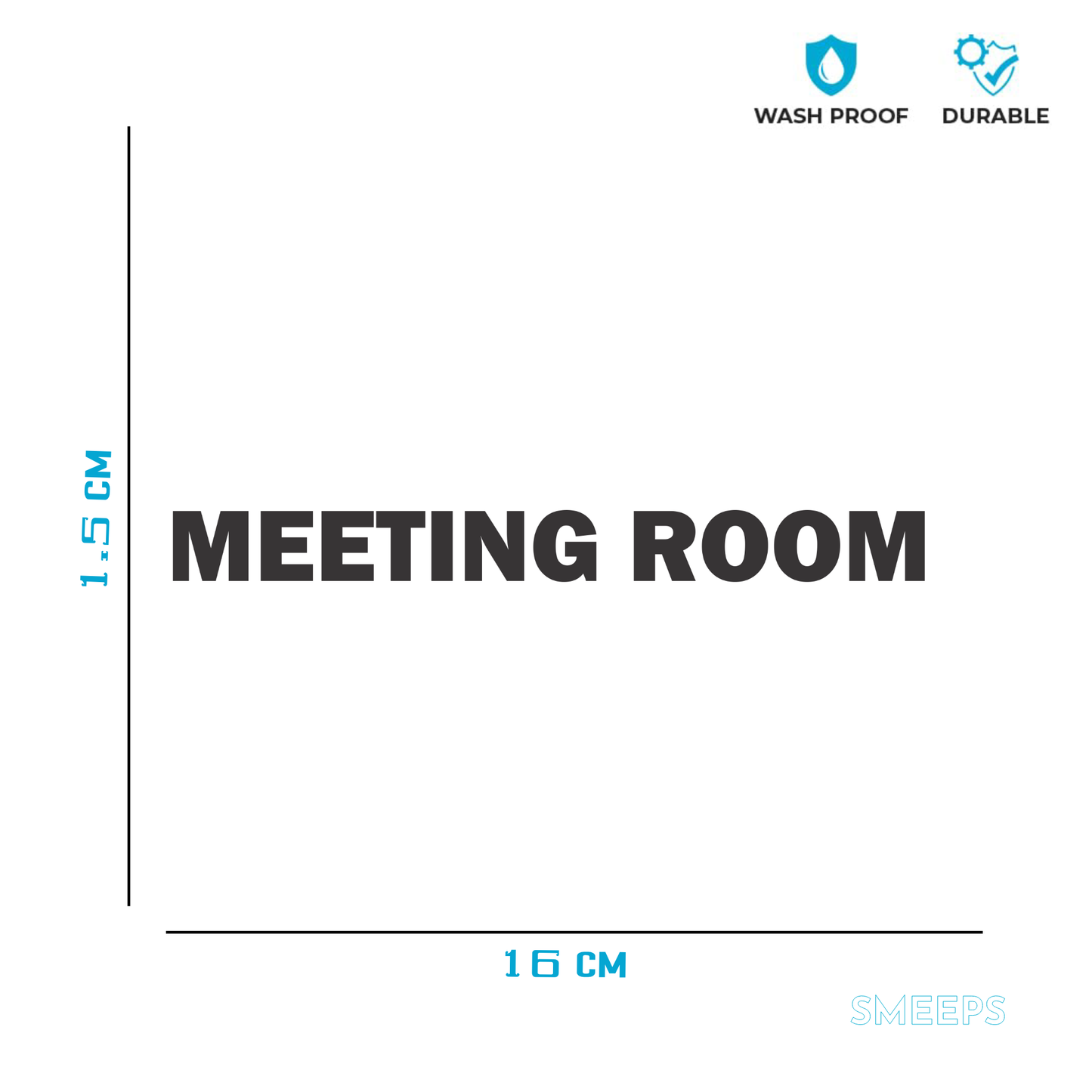 Smeeps Meeting Room Door Sticker – 16 x 1.5 cm Office Label Decal | Premium Vinyl | Waterproof & Durable Workspace Signage