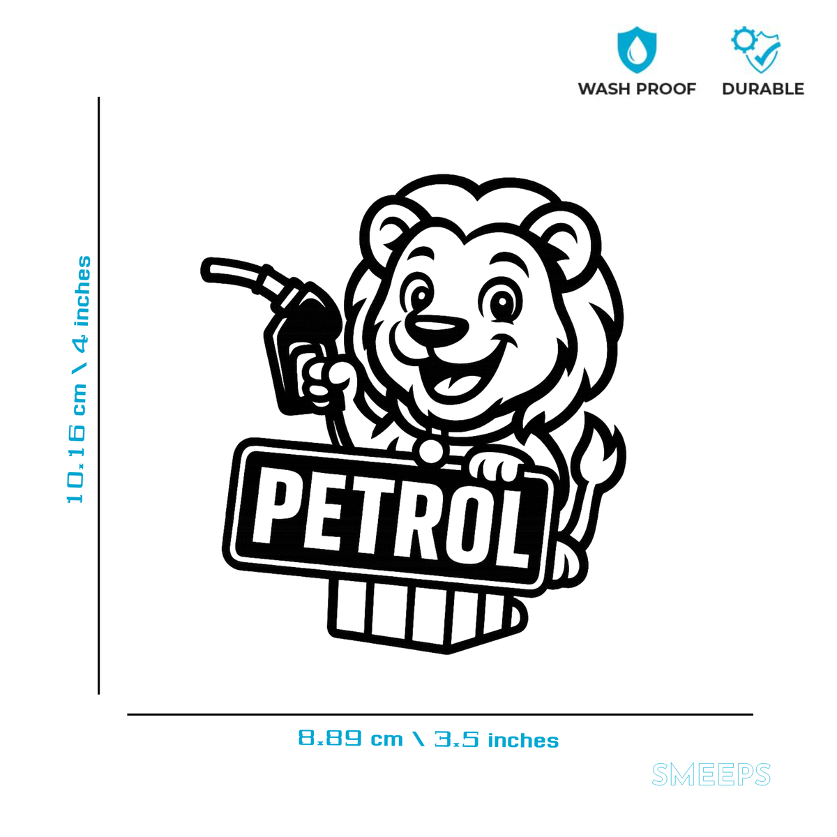 Smeeps Lion Petrol Sticker – 10.16 x 8.89 cm Fuel Type Indicator for Cars & Bikes | Waterproof & UV-Resistant Vinyl