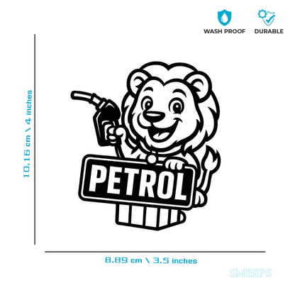Smeeps Lion Petrol Sticker – 10.16 x 8.89 cm Fuel Type Indicator for Cars & Bikes | Waterproof & UV-Resistant Vinyl