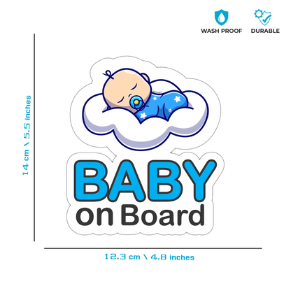 Smeeps Baby on Board Car Sticker, 14 x 12.3 cm – Sleeping Baby on Cloud Design, Waterproof & Eye-Catching Vehicle Safety Sign
