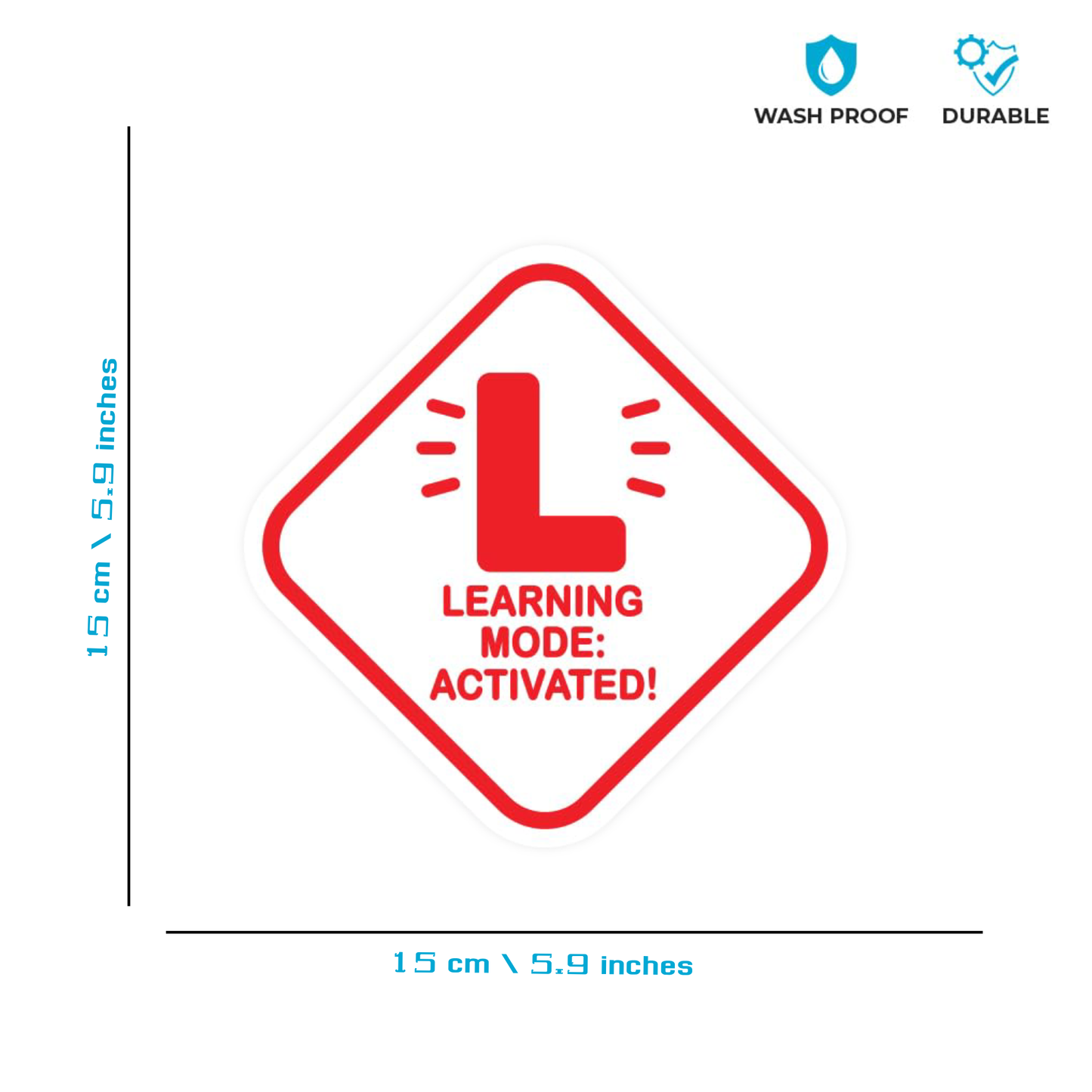 Smeeps “Learning Mode: Activated!” L Plates – 15 cm Reflective Diamond-Shaped Vinyl Stickers for Learner Drivers | Waterproof, Bold, and Funny