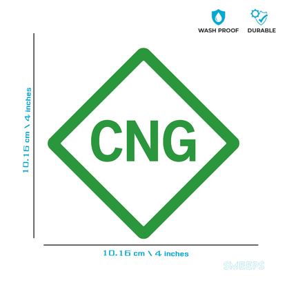 Smeeps CNG Diamond Sticker – 10.16 x 10.16 cm Green Hazard-Style Car & Bike Vinyl Decal | Waterproof | Clear CNG Fuel Identification