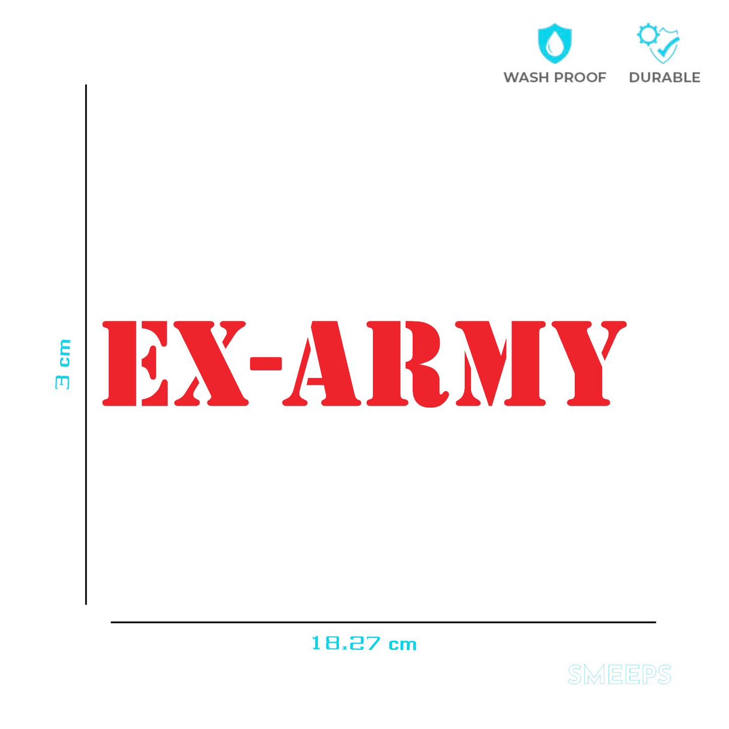 Smeeps EX-ARMY Sticker – 18.27 cm Car Rear Glass Vinyl Decal | Bold Red Military Veteran Badge | Waterproof & UV-Resistant