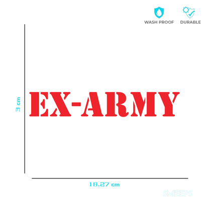 Smeeps EX-ARMY Sticker – 18.27 cm Car Rear Glass Vinyl Decal | Bold Red Military Veteran Badge | Waterproof & UV-Resistant