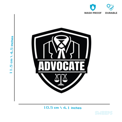 Smeeps Advocate Car Sticker – Black Advocate Suit Emblem for Legal Professionals – 10.5 x 11.5 cm | Premium Waterproof Vinyl for Cars