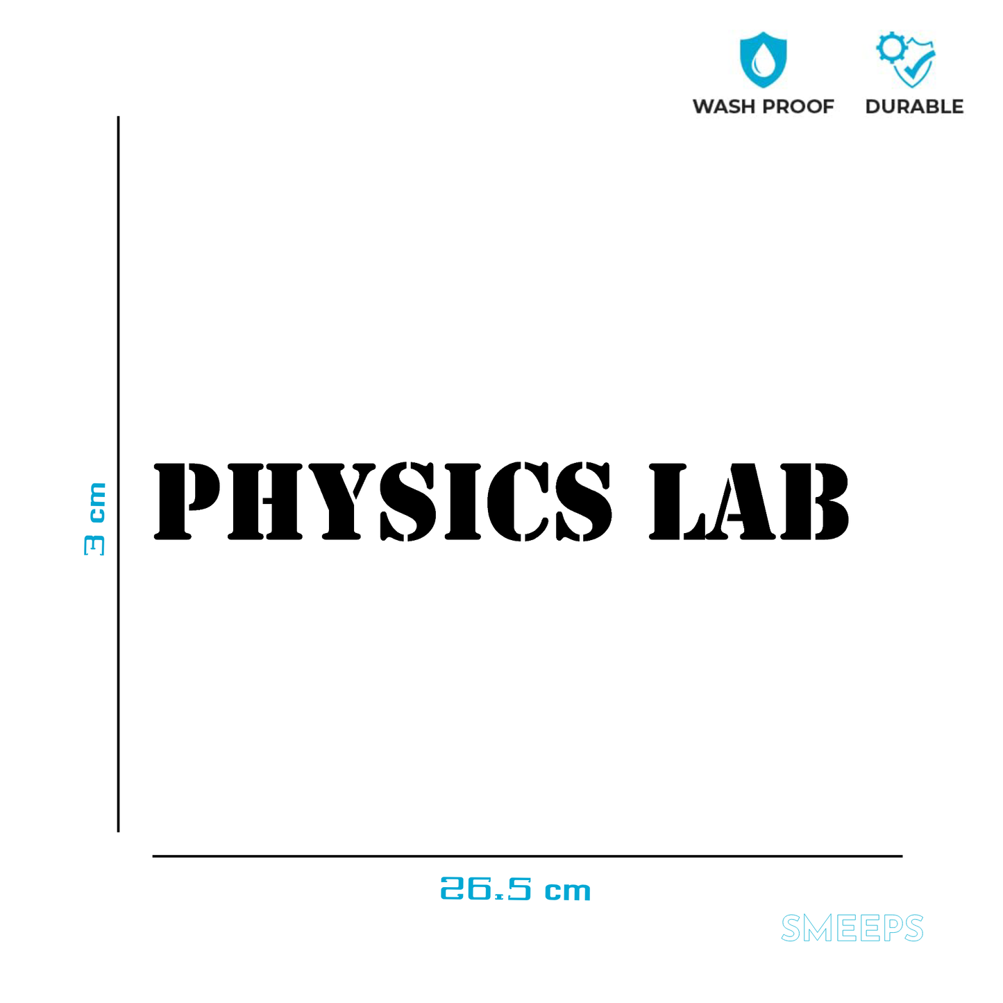 Smeeps Physics Lab Sticker – 26.5 x 3 cm Science Laboratory Door & Wall Label | Bold Black Vinyl Decal | Waterproof & Durable Signage