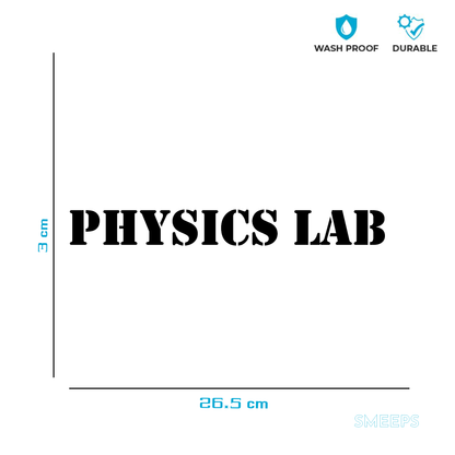 Smeeps Physics Lab Sticker – 26.5 x 3 cm Science Laboratory Door & Wall Label | Bold Black Vinyl Decal | Waterproof & Durable Signage