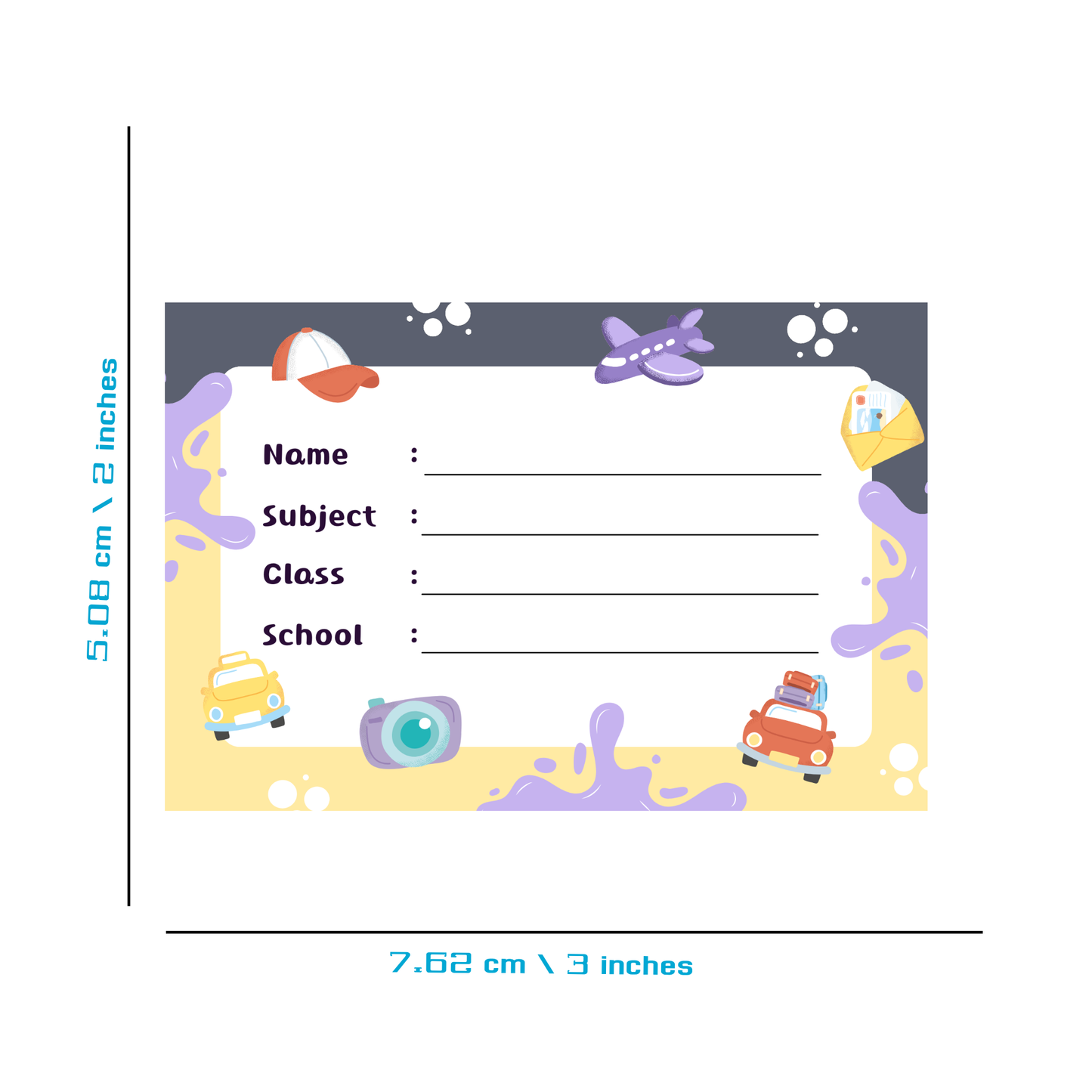 Pack of 24 |Smeeps Travel Adventure Book Label Stickers – 7.62 x 5.08 cm – Writable Notebook Stickers for Kids | School Organization | Fun Travel Design