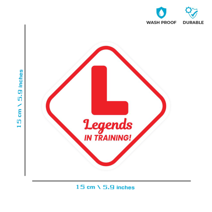 Smeeps “Legends in Training” L Plates – 15 cm Reflective Learner Driver Vinyl Stickers for Cars, Bikes & Scooters | Waterproof & Removable