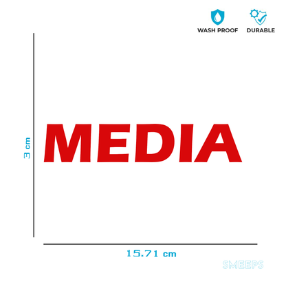 Smeeps MEDIA Sticker for Car Rear Glass – 15.71 x 3 cm Bold Red Text Decal | Press & Photography Access Identifier | Waterproof Vinyl