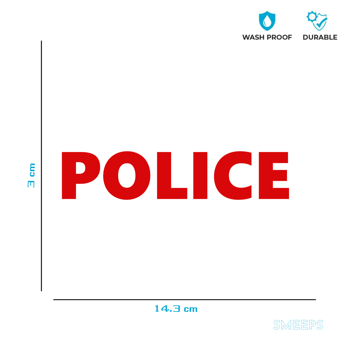 Smeeps POLICE Sticker – 14.3 x 3 cm Car & Bike Vinyl Decal | Bold Red Text Design | Waterproof & Durable Label