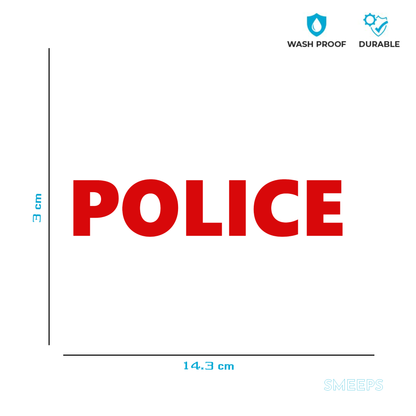 Smeeps POLICE Sticker – 14.3 x 3 cm Car & Bike Vinyl Decal | Bold Red Text Design | Waterproof & Durable Label