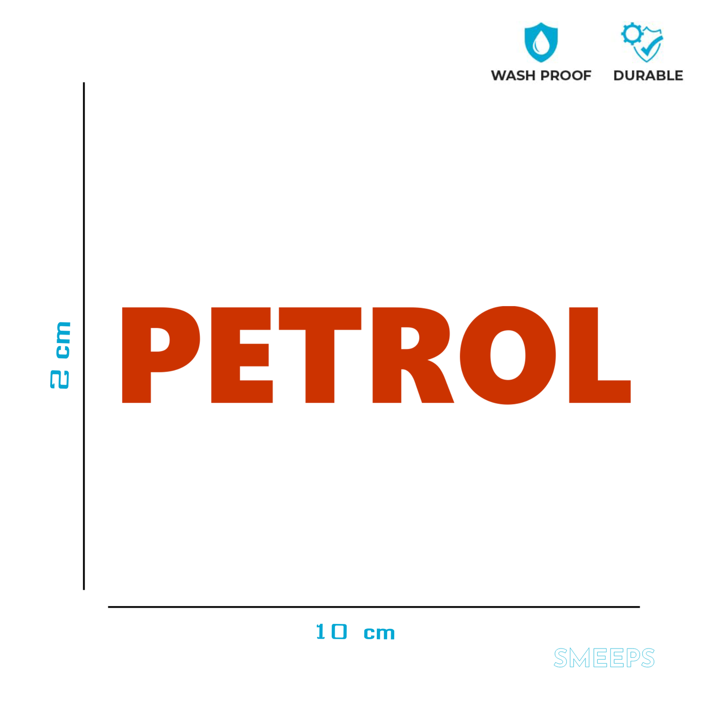 Smeeps PETROL Sticker – 10 x 2 cm Car Vinyl Decal | Bold Fuel Indicator Label | Waterproof & Durable Design