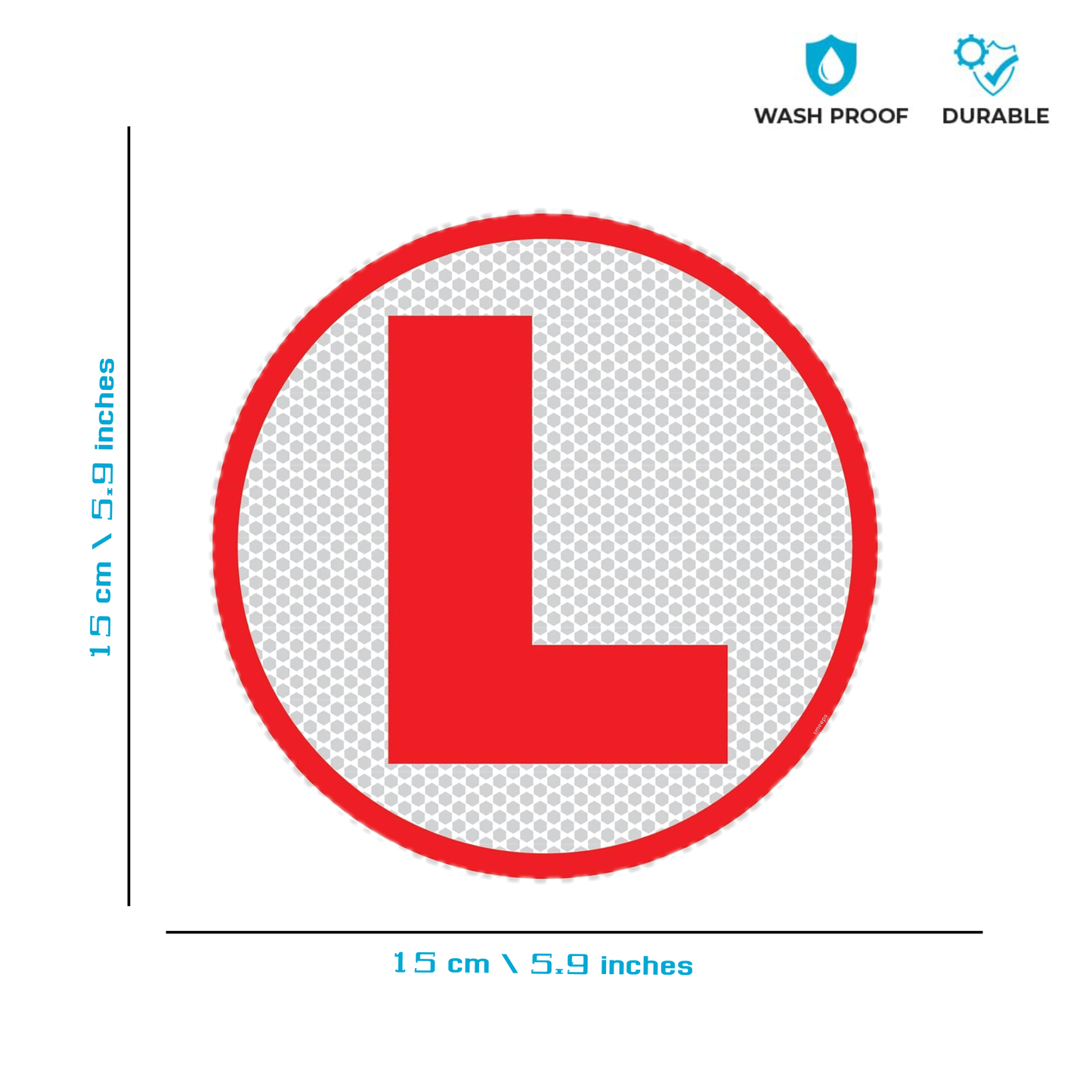 Smeeps Reflective L Plate Sticker for Learner Drivers – 15.24 cm Round Red & White Vinyl | Waterproof & UV-Proof for Cars, Bikes & Training Vehicles
