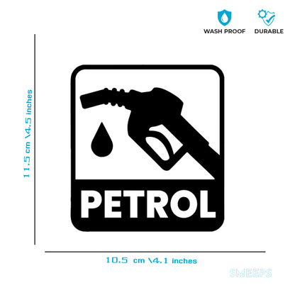Petrol Type Indicator Sticker – 10.5 x 10.5 cm Square Design | Fuel Icon Label for Petrol Vehicles | Waterproof & Durable