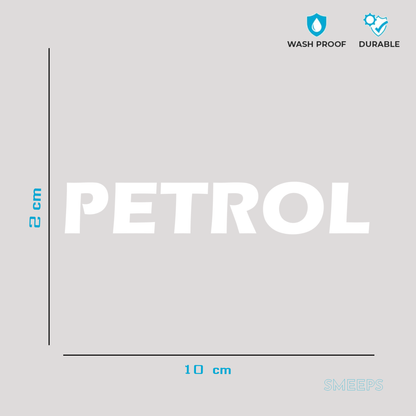 Smeeps PETROL Sticker – 10 x 2 cm Vehicle Fuel Cap Label | Bold White Text Decal | Waterproof & Durable Vinyl Design
