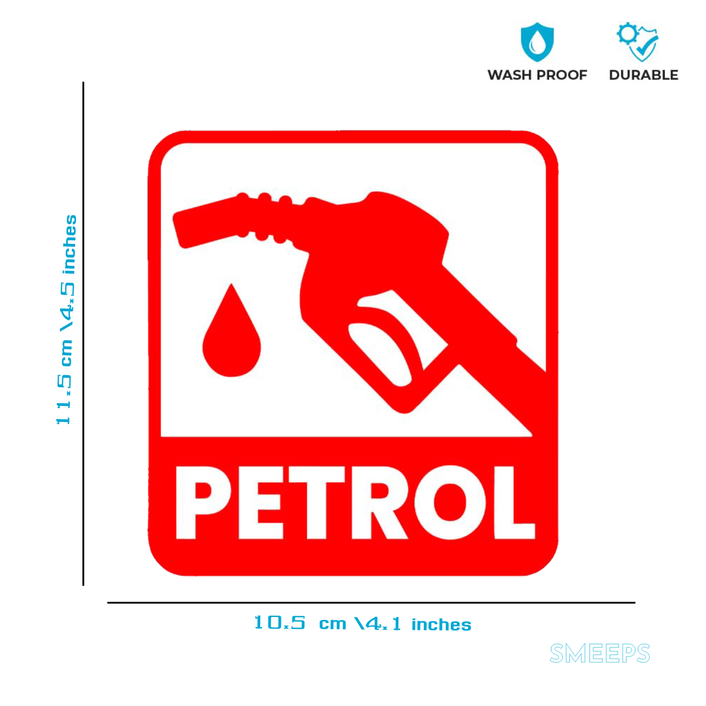 Petrol Type Indicator Sticker – 10.5 x 10.5 cm Red Fuel Icon Design | Petrol Only Label for Vehicles | Waterproof, Bold & Easy to Read
