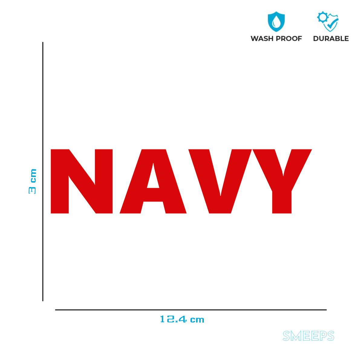 Smeeps NAVY Text Sticker – 12.4 x 3 cm Car & Bike Vinyl Decal | Bold Red Lettering | Waterproof & Durable Military-Themed Sticker