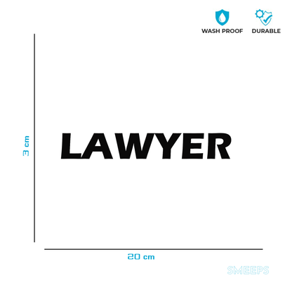 Smeeps LAWYER Text Sticker – 20 x 3 cm Professional Black Vinyl Decal | Car and Bike Label | Bold Identity Sticker | Waterproof and UV-Resistant Design