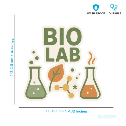 Smeeps Bio Lab Sticker – 10.16 x 10.67 cm Science Theme Vinyl Decal | Eco-Chemistry Design | Waterproof & Durable