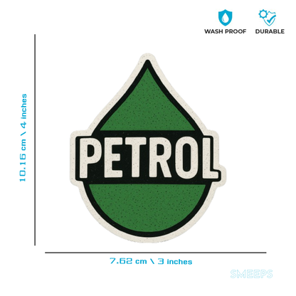 Smeeps PETROL Drop Shape Sticker – Green & Black | 10.16 x 7.62 cm | For Car Fuel Type Marking