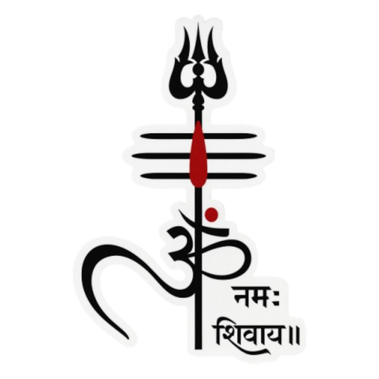 Smeeps Om Namah Shivaya Sticker – 12.7 x 8.38 cm Trishul & Damru Design | Devotional Car & Bike Vinyl Decal | Waterproof Spiritual Symbol