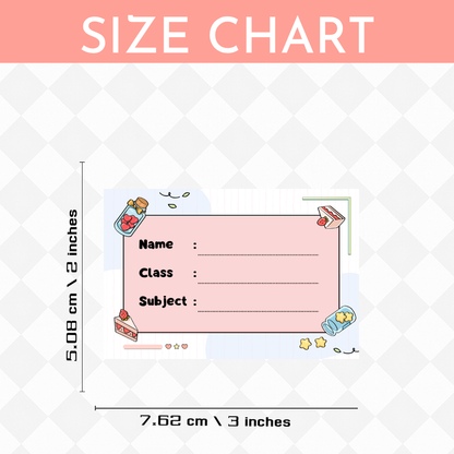 Pack of 24 |Smeeps Cute Dessert-Themed Book Label Stickers – 7.62 x 5.08 cm | Writable Stationery Labels for Kids – Name, Class & Subject