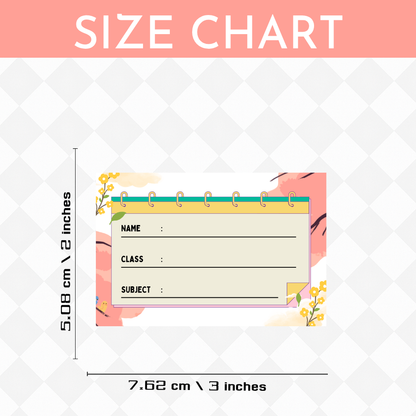 Pack of 24 |Smeeps Floral School Book Label Stickers – 7.62 x 5.08 cm – Elegant Writable Labels for Kids | Notebook-Inspired Design | Name, Class & Subject