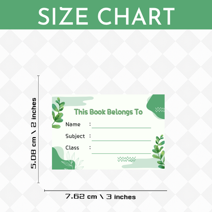 Pack of 24 |Smeeps Kids’ Nature-Themed Book Label Stickers – 7.62 x 5.08 cm – “This Book Belongs To” Writable Notebook Stickers with Leaves & Green Design | Name, Subject, Class | Pack of Eco-Inspired Labels