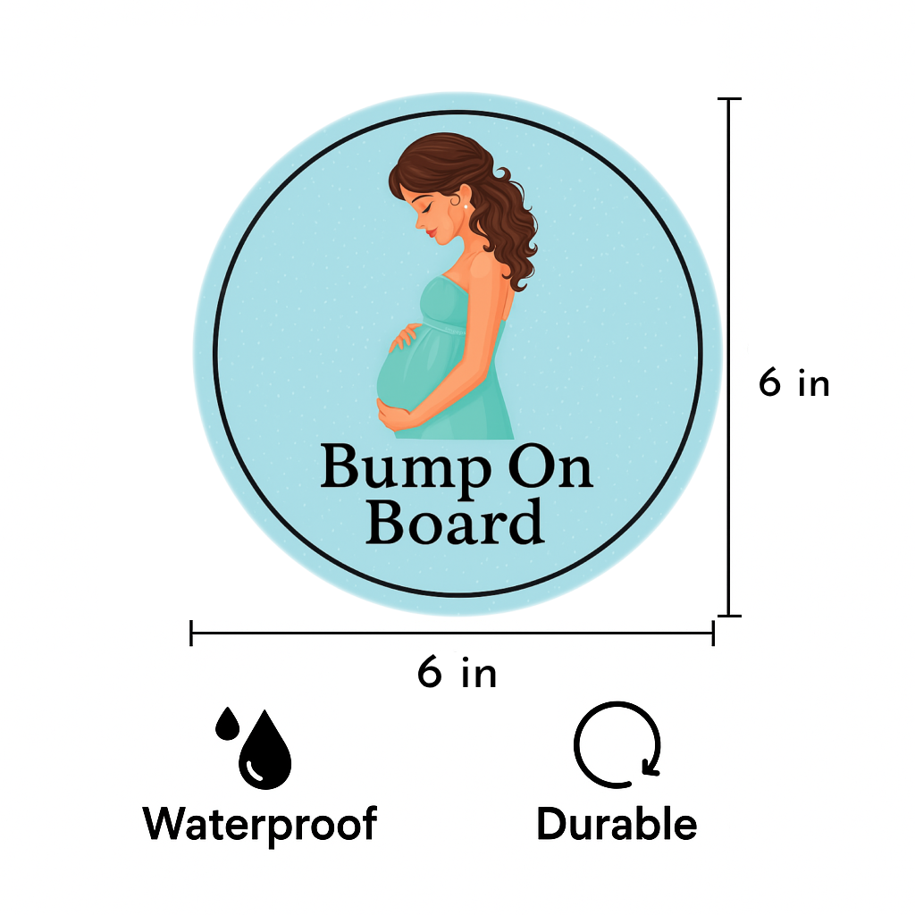 Smeeps Bump on Board Sticker – 15.24 cm Round | Soft Pastel Blue Design | Alert Sign for Pregnant Moms in Transit