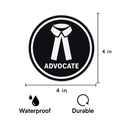 Smeeps Advocate Symbol Vinyl Sticker – 15.24 cm Round Black & White Lawyer Decal | Legal Professional Identity Tag for Car, Office, Laptop | Waterproof & UV-Resistant