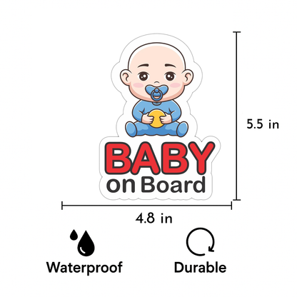 Smeeps Baby on Board Sticker – 14 x 12.3 cm | Cute Bald Baby with Toy Design | Waterproof Car Sign for Safety Awareness