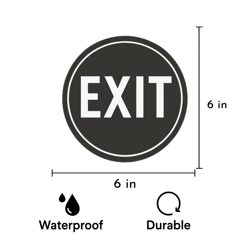 Smeeps “EXIT” Sign – 15.24 cm Round | Clear Door Sticker for Emergency & General Use | Bold & Visible | Indoor/Outdoor Use | Self-Adhesive, Waterproof