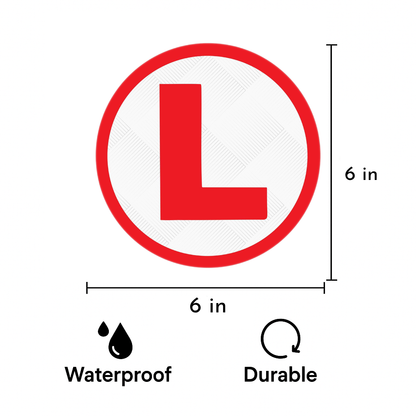 Smeeps Premium L Plate Stickers – 15.24 cm Round Vinyl for Learner Drivers | High Visibility, Waterproof & UV-Resistant for Car & Bike Use