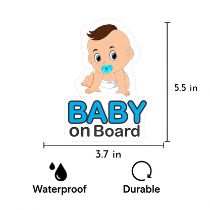 Smeeps Baby on Board Car Sticker, 14 x 9.57 cm Die-Cut Vinyl Decal – Crawling Baby with Pacifier Design, Waterproof & High Visibility for Safety Awareness