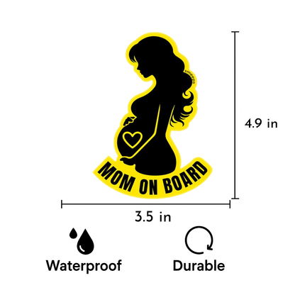 Pack of 2 | Smeeps Mom on Board Sticker – 12.5 x 9 cm | Elegant Silhouette Design | Yellow & Black Waterproof Car Safety Sign