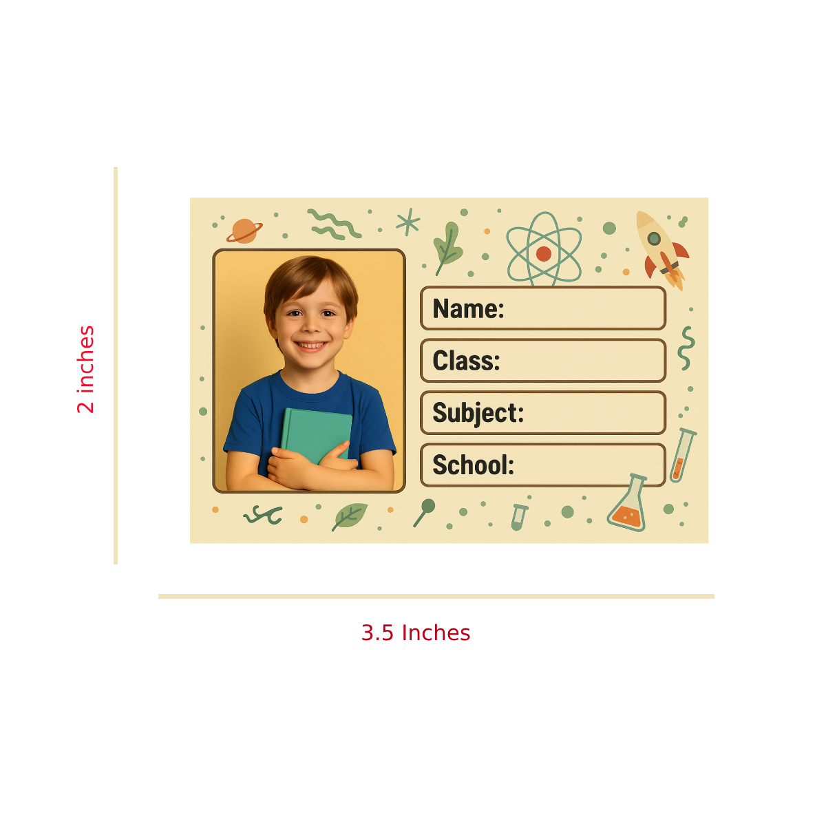 Smeeps Personalized Science School Book Label – Custom Photo Name Sticker for Kids | 3.5 x 2 Inch Notebook Labels | Pack of 10
