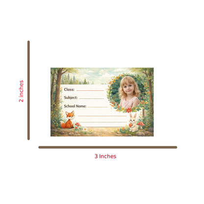 Smeeps Personalized Forest Animal School Label Stickers – Pack of 10 | 3 x 2 Inch Custom Name Labels with Photo | Cute Fox & Bunny Nature Theme | Waterproof Premium Finish
