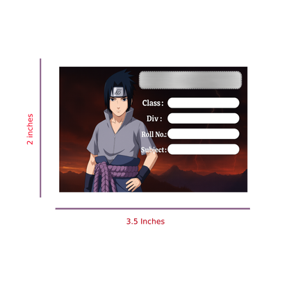 Smeeps Sasuke Anime School Label – 3.5 x 2 Inches Notebook Name Tag | Premium Gloss Finish | Durable & Waterproof | Pack of 10