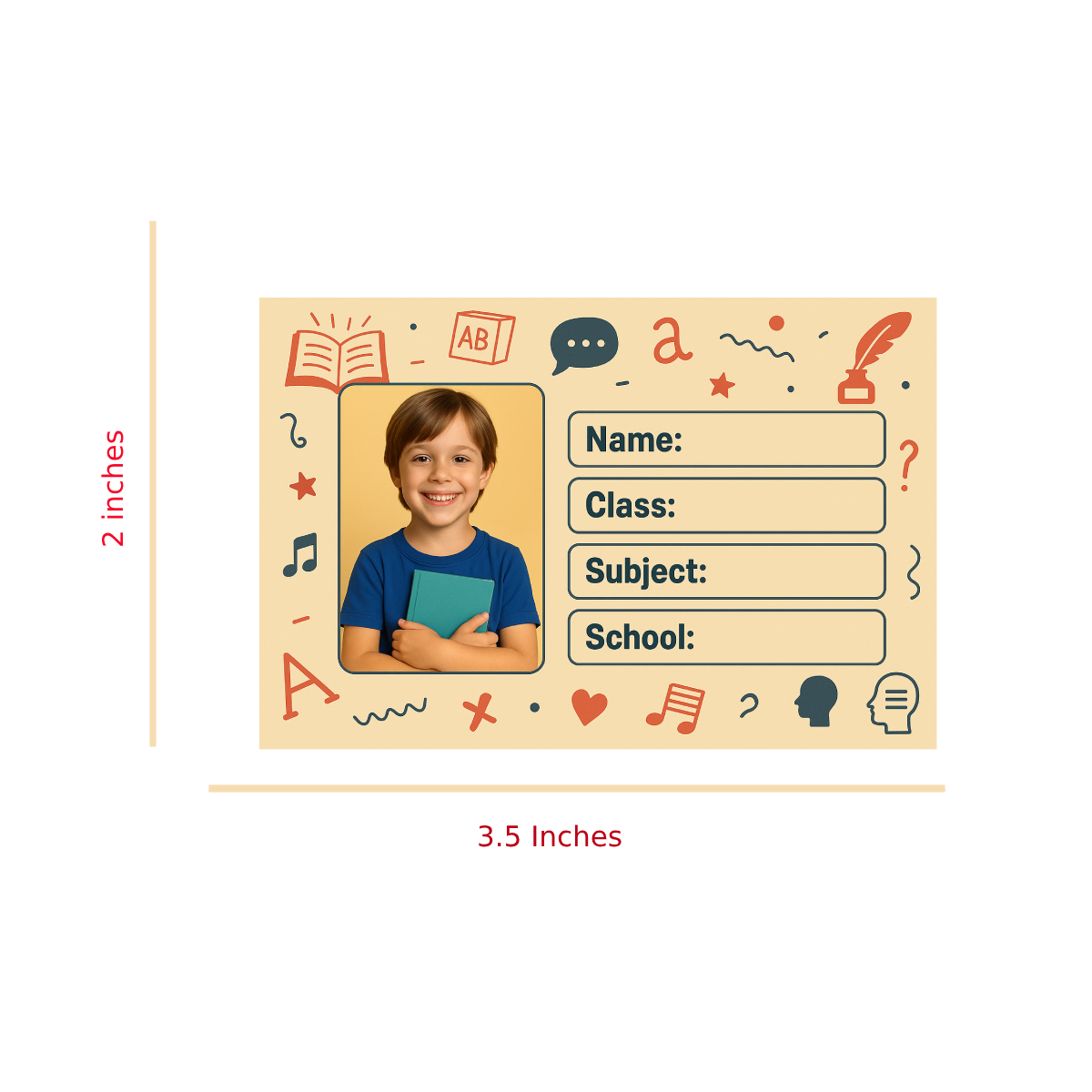 Smeeps Personalized School Book Label – Custom Photo Name Sticker for Kids | 3.5 x 2 Inch Notebook Labels | Pack of 10