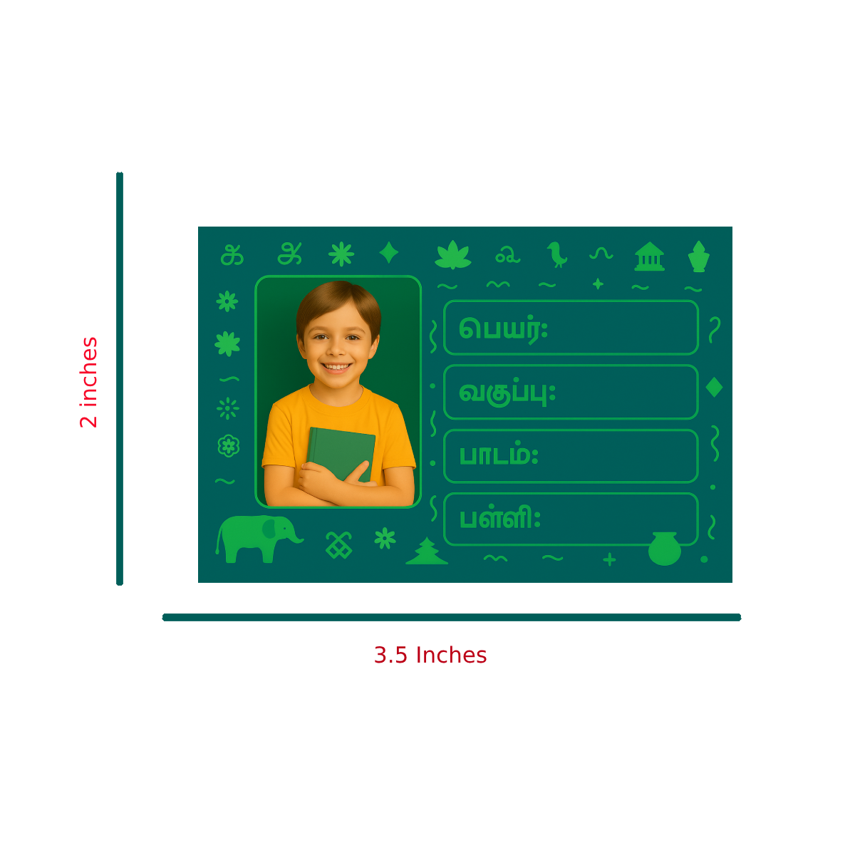 Smeeps Personalized Tamil School Book Label – Custom Photo Name Sticker for Kids | 3.5 x 2 Inch Notebook Labels | Pack of 10