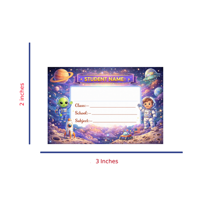 Smeeps Space Astronaut School Name Labels Sticker – 7.62 × 5.08 cm (3 × 2 Inch) Personalized Writable Notebook Labels for Kids | Galaxy Space Theme Sticker Pack of 10