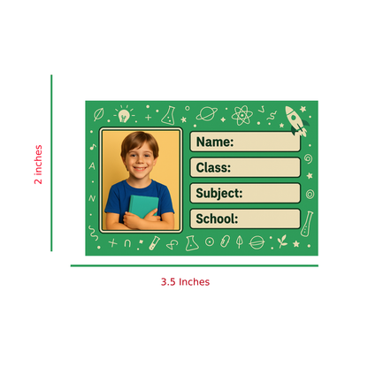 Smeeps Personalized Science School Book Label – Custom Photo Name Sticker for Kids | 3.5 x 2 Inch Notebook Labels | Pack of 10