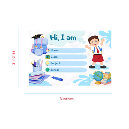 Smeeps Kids School Name Labels Sticker – 7.62 × 5.08 cm (3 × 2 Inch) Personalized Writable Notebook Labels for Students | Cute Cartoon School Stickers Pack of 10